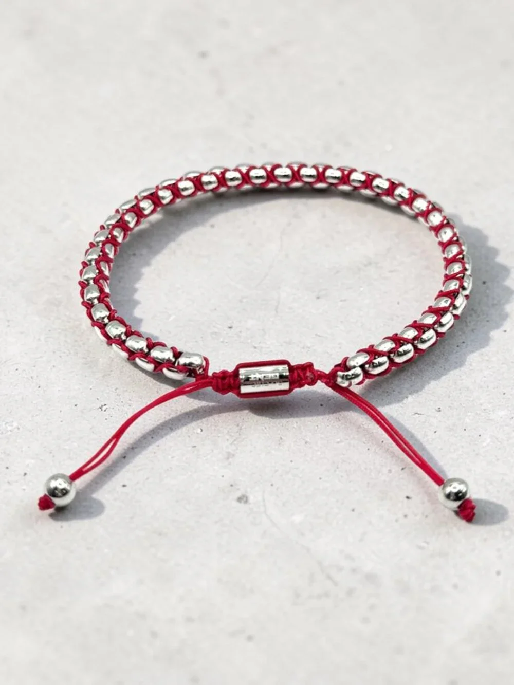 So Chic Gent's Stainless Steel and Red Cord Bolo Bracelet